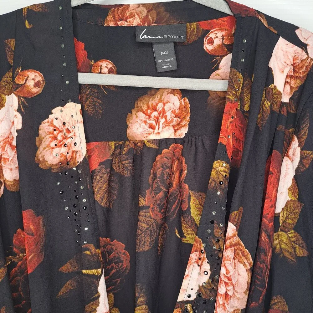 Lane Bryant Wrap Style Floral Print Blouse Plus Size 26/28